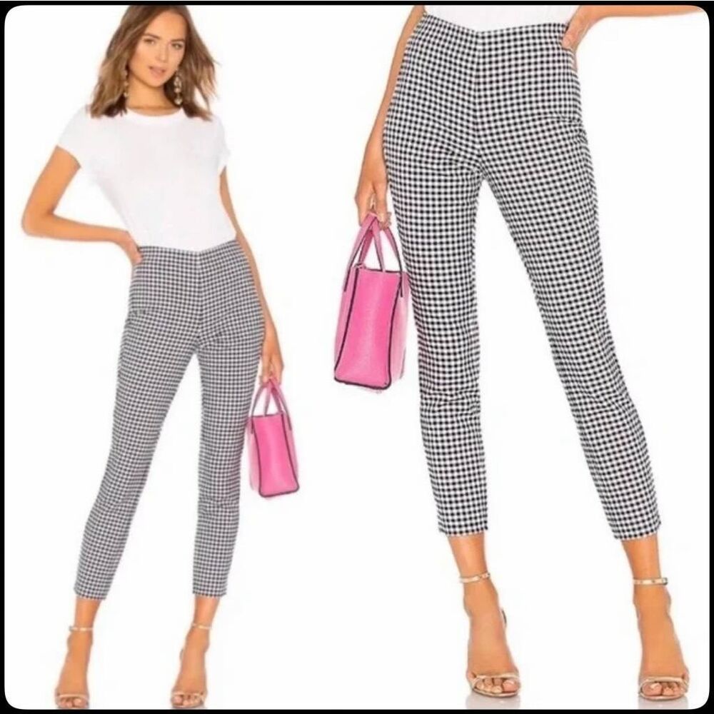 RAG & BONE Simone Black & White Gingham Dress Pants High Rise Ankle Stretch Sz 6